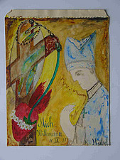 Bischof Michael Wittmann mit christlichen Symbolen, datiert 11.9.1935, signiert K. Hübel (Sammlung Vierzigmann | medbo)